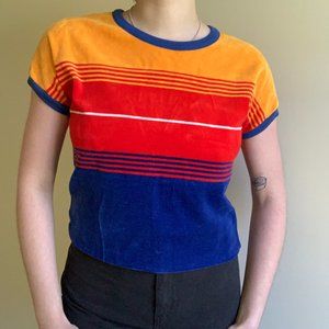 Vintage Y2K Striped Velvet T-Shirt